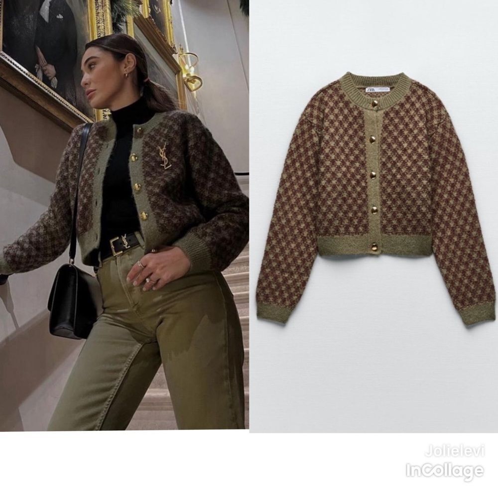 ZARA KNIT CARDIGAN WITH GOLDEN BUTTONS Size L